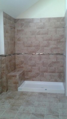 bathroom shower and tile floors